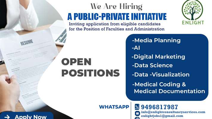 Faculty & Admin Job Openings in Kerala– Govt-Private Initiative | Apply Now | Kerala